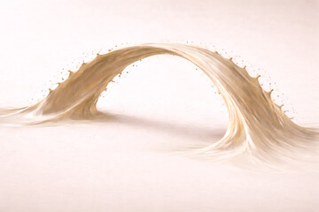 Elegant Milk Splash Arc, 3/4 View, Negative-Space Window + Lower Copy Band