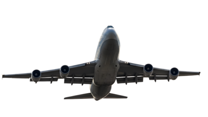 Commercial Passenger Airplane Flying Upward Isolated on White Background