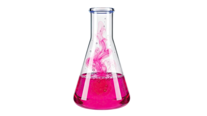 Pink Chemical Reaction in Erlenmeyer Flask
