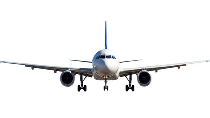 Fototapeta premium Front View of White Commercial Airplane Isolated on White Background