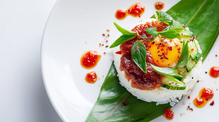 Nasi lemak, coconut rice, modern minimal aesthetic