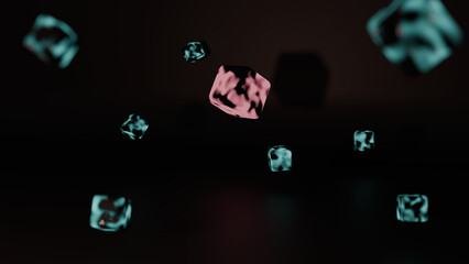 Abstract floating cubes