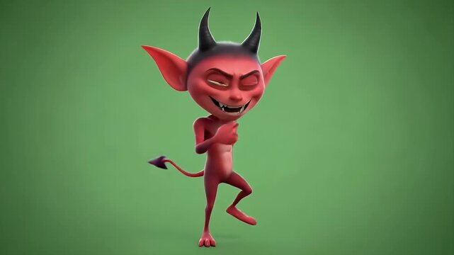 Cute Red Devil Character Posing with a Mischievous Grin.