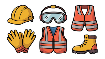 Construction Safety Essentials: A comprehensive array of construction safety equipment, ensuring workplace security and protection.