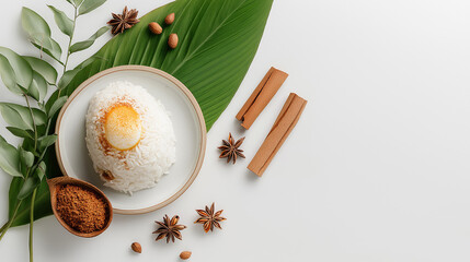 Nasi lemak, coconut rice, modern minimal aesthetic