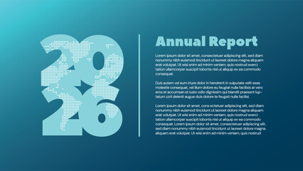 2026 year icon with dotted world map contour. Vector background with sample text. Element for business, web design, infographic, event, page, presentation, illustration
