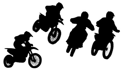 Motocross Riders Silhouette in Action Style for Extreme Sports Design © ElRif12