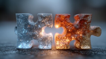 An API connection visualized as puzzle pieces in a modern design.