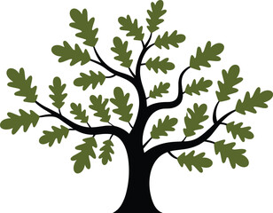 Green Oak Tree with Branches and Leaves green leaves