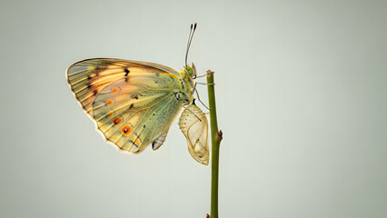 Butterfly emerging from cocoon during transformation