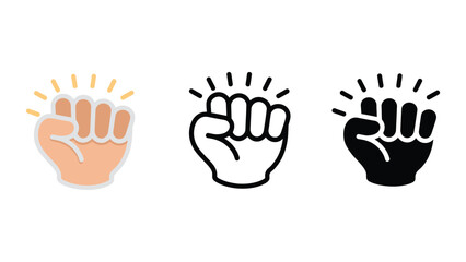 Fototapeta premium Three fists with different colors and styles on a white background