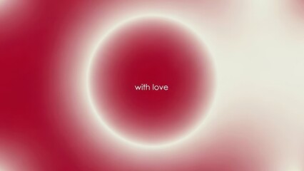 Romantic red background with glowing white circle and with love text
