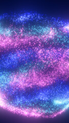 Fototapeta premium Vibrant field of glowing blue and pink particles, creating an abstract energy flow with a cosmic digital aesthetic