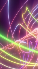 Obraz premium Vibrant neon light trails creating dynamic curves and colorful motion in a glowing abstract composition