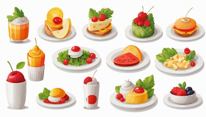 vector art of modern food with cute expression