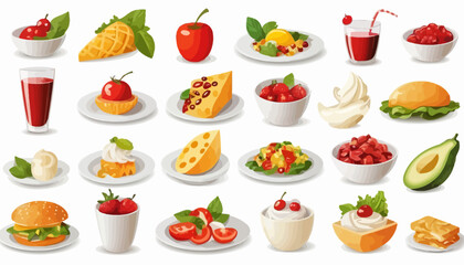 vector art of modern food with cute expression