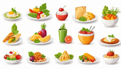 vector art of modern food with cute expression