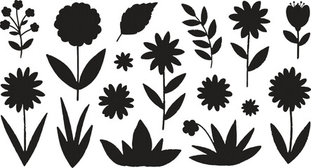 Flowers icon set. Flowers isolated on transparent background. Flowers in modern simple. Cute round flower plant nature collection. Vector illustrator.