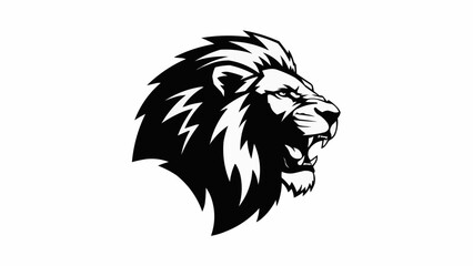 Obraz premium Fierce Lion Head Silhouette Roaring Aggressive Wild Animal.