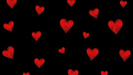 Vibrant red hearts on black background for Valentine's Day