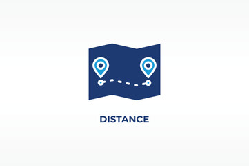Fototapeta premium DISTANCE vector, icon or logo sign isolated symbol illustration