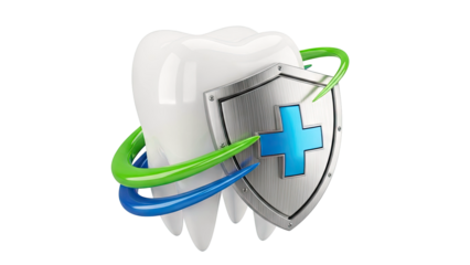 Dental Protection Shield with Tooth and Swirls