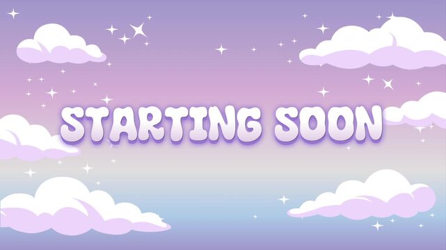 Strating Soon Text Screen Animation on Cute Sky Pastel Gradient  Motion