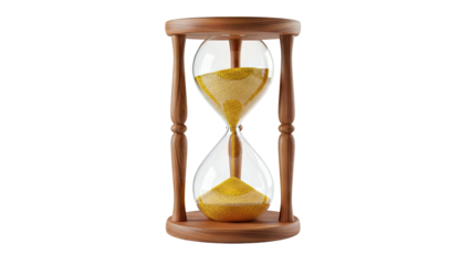 Hourglass with golden sand flowing