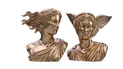 Obraz premium Golden Busts of Two Classical Figures