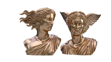 Golden Busts of Two Classical Figures