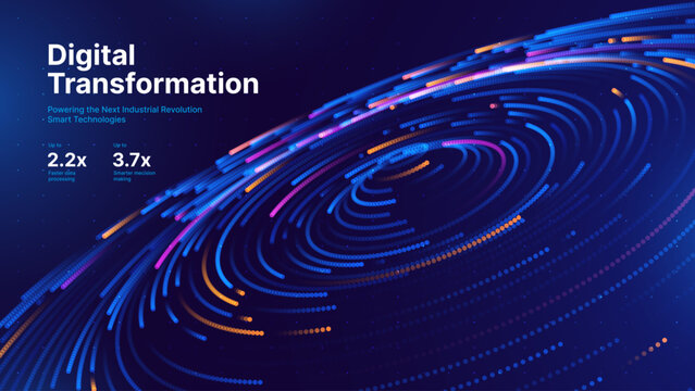Cyber Big Data Flow Particles Bokeh. Digital Neural Network. Concept of AI Artificial Intelligence Technology Machine Deep Learning. Digital Communication. Science Technology Presentation Vector.