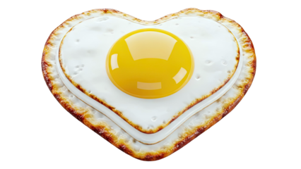 Heart-shaped fried egg with a vibrant yellow yolk