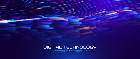 Big Data Flow AI Dots Particles Background. Digital Neural Network. Concept of Artificial Intelligence Technology Machine Deep Learning. Digital Communication. Science Technology Vector.