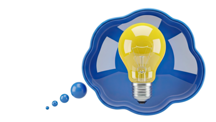 Lightbulb in a thought bubble representing an idea