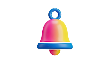 3D Gradient Bell Icon with Blue Loop