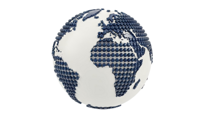 3D Globe with Button Map of Continents