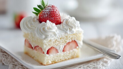 Single-Tier Strawberry Birthday Cake with Whipped Cream Rosettes