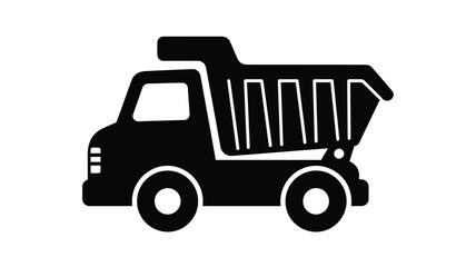 Fototapeta premium A simple black silhouette of a dump truck conveying construction and transport silhouette