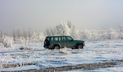 Landscape, trees, snow, kar, travel, forest, road, river, stream.