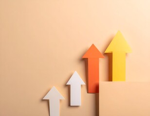 Colorful arrows pointing upward on a neutral background