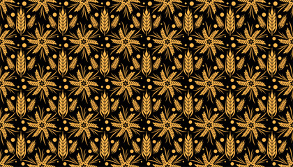 wheat seamless pattern background packaging yellow simple silhouette vector in flat