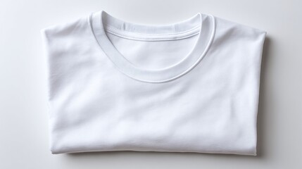 A neatly folded white t-shirt showcases simplicity and minimalist design. Perfect for everyday wear, it represents clean style and versatility in fashion essentials.