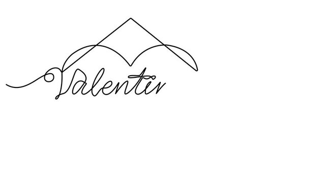 Valentine's Day One line continuous animated typography intro outro, Animated Calligraphy lettering animation video. Hand drawn calligraphy monoline vintage text on background, 4K video