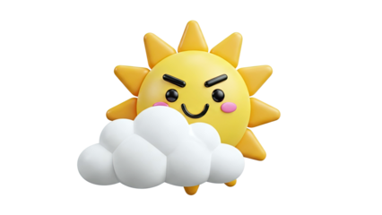 Cartoon Sun Peeking Out From Behind a Cloud