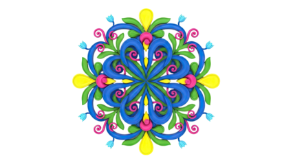 Colorful Symmetrical Floral Mandala Design