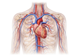 Human cardiovascular system anatomy with heart arteries veins and blood circulation medical illustration isolated on white background