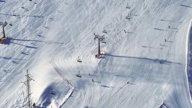 Aerial view of Bialka Tatrzanska ski resort with chairlifts and gondolas