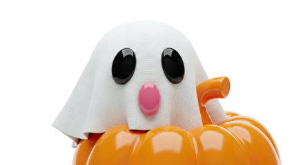 Cute Ghost and Pumpkin Halloween Character