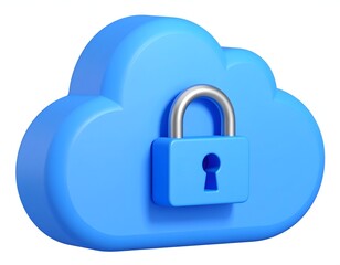 A blue cloud icon with a silver padlock in the center, signifying security