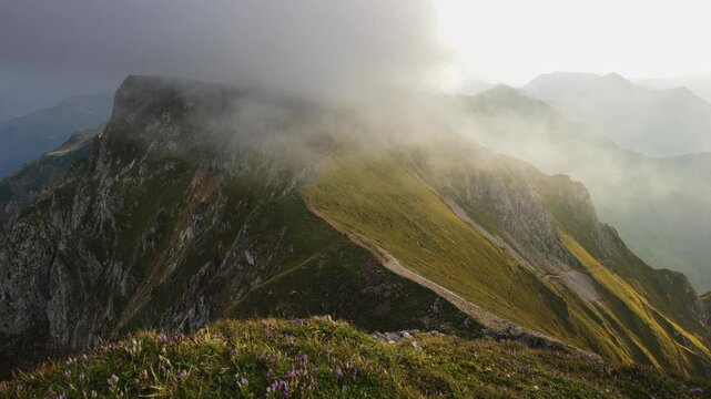 Time lapse of Summer in Eisenerzer Alpen in Austria Styria, Mountain landscape panorama in Reichensteinhutte